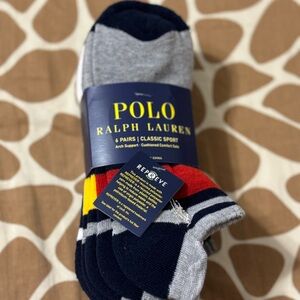 Men’s 6 pack Polo Ralph Lauren Multi Color No Show Socks NWT